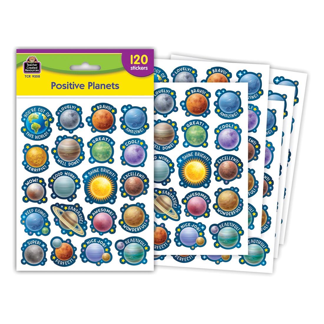 Positive Planets Stickers from the Outer Space Crew collection by Teacher Created Resources