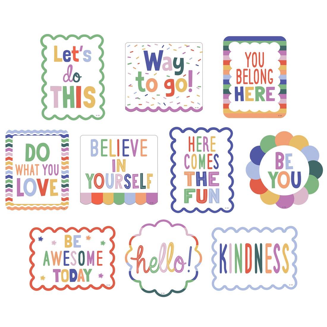 Positive Sayings Accents from the Color Crush collection by Teacher Created Resources