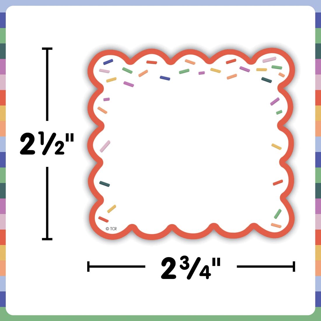 Mini Accent from the Color Crush collection by Teacher Created Resources labeled with measurements 2-1/2" x 2-3/4"