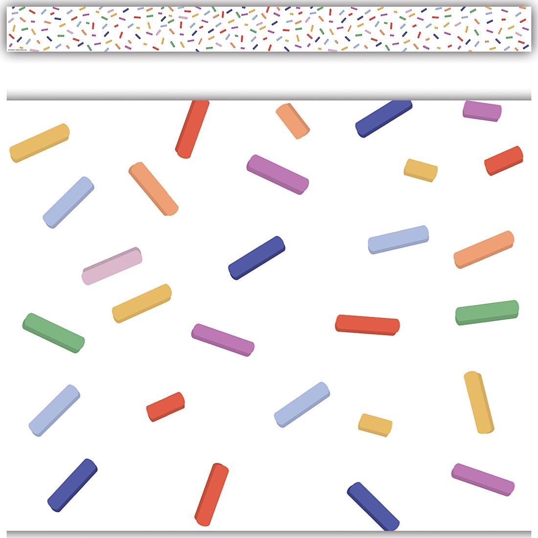 full strip plus closeup of Sprinkles Straight Border Trim from the Color Crush collection by Teacher Created Resources