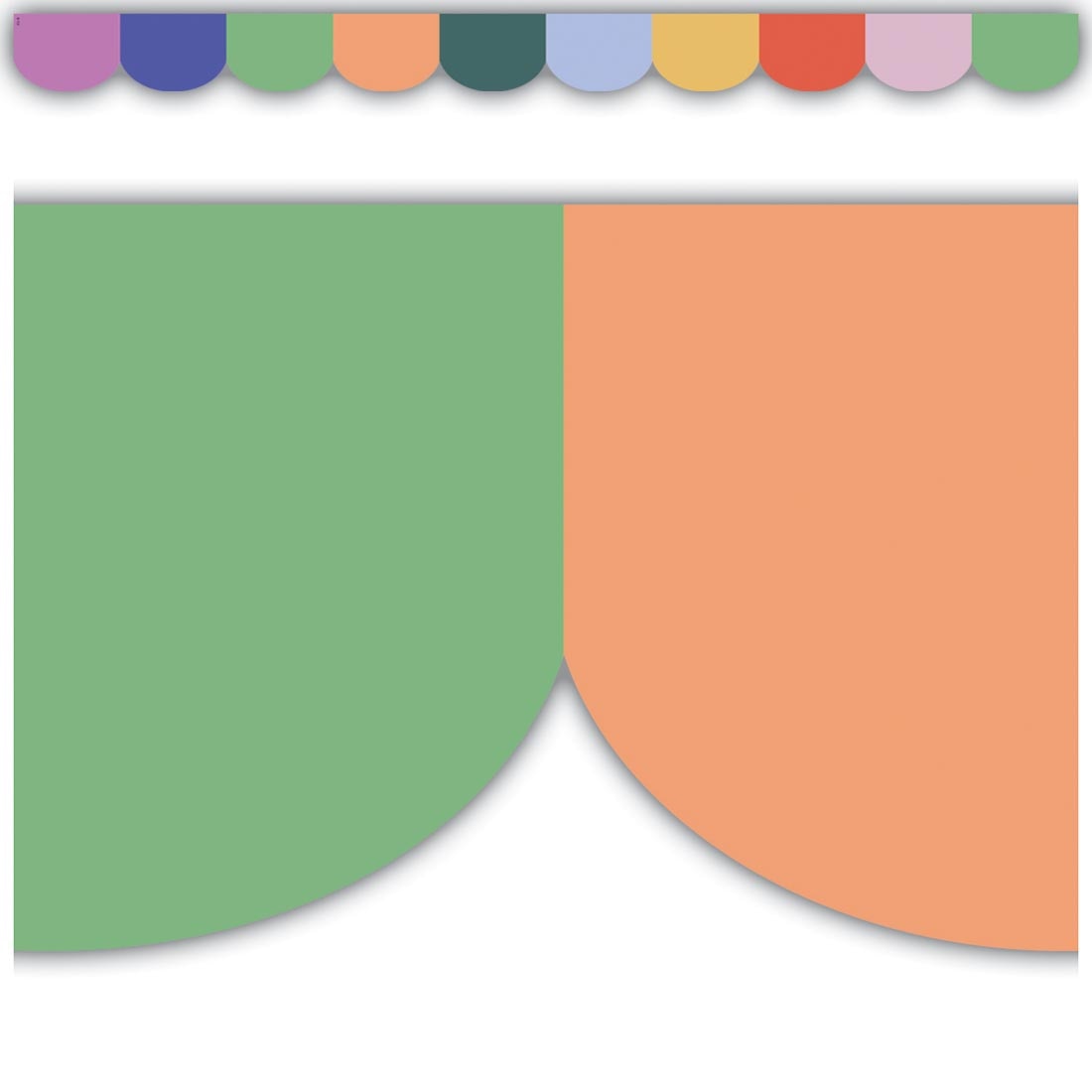 full strip plus closeup of Scalloped Die-Cut Border Trim from the Color Crush collection by Teacher Created Resources