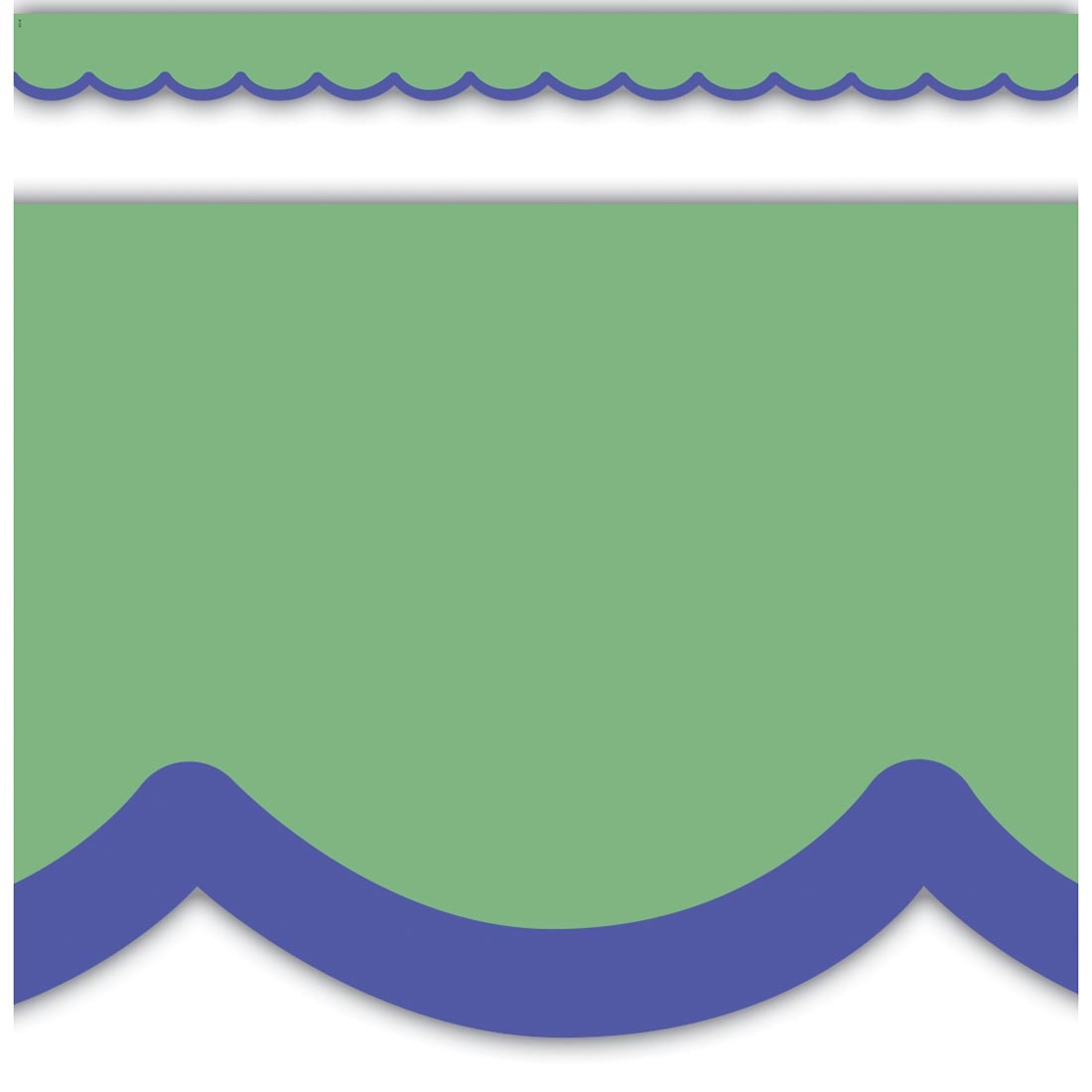 full strip plus closeup of Green With Blue Scallops Die-Cut Border Trim from the Color Crush collection by Teacher Created Resources