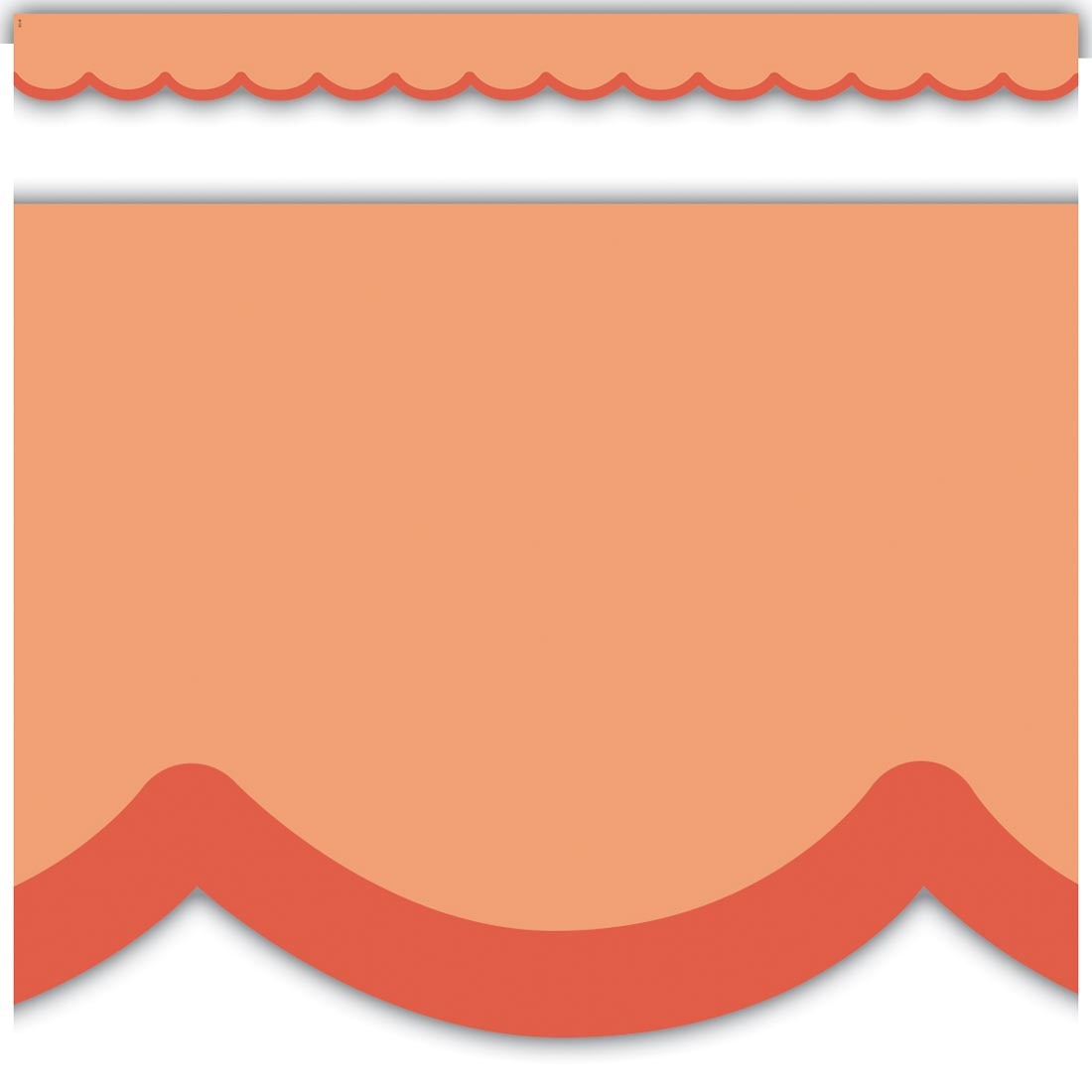 full strip plus closeup of Orange Scallops Die-Cut Border Trim from the Color Crush collection by Teacher Created Resources