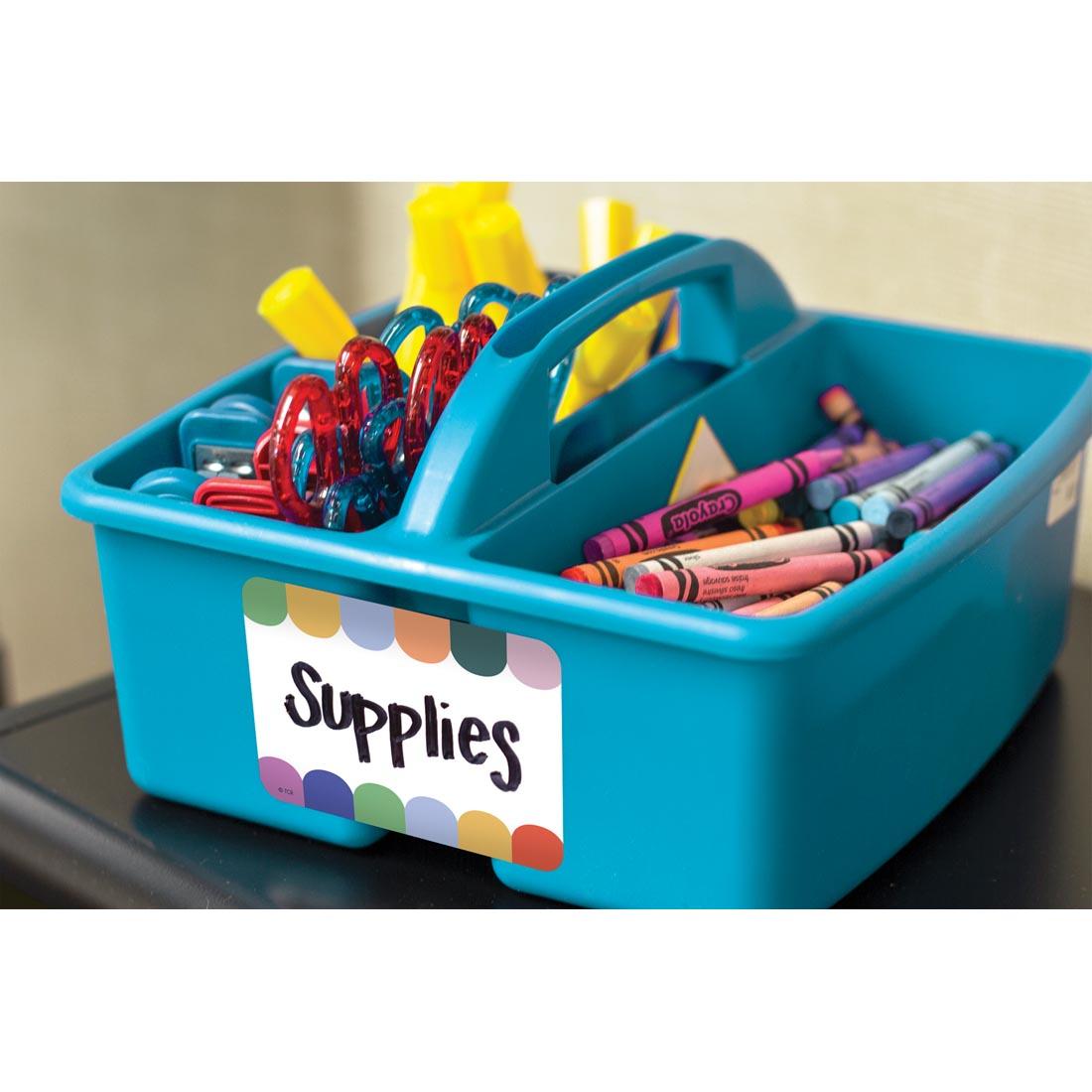 Name Tag/Label from the Color Crush collection by Teacher Created Resources in use on a caddy