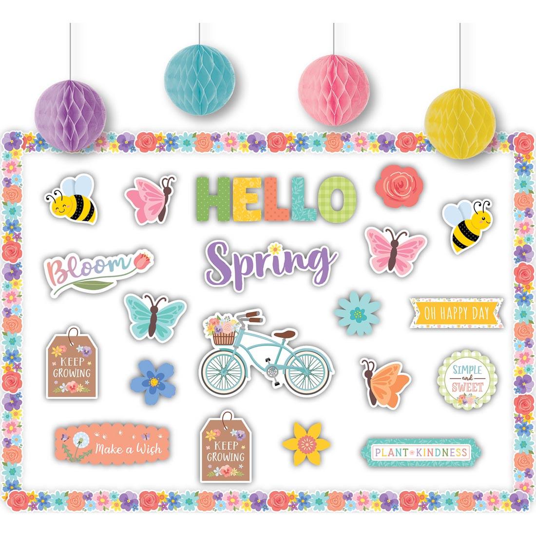 display made with the Hello Spring Create & Decorate Quick Kit By Teacher Created Resources