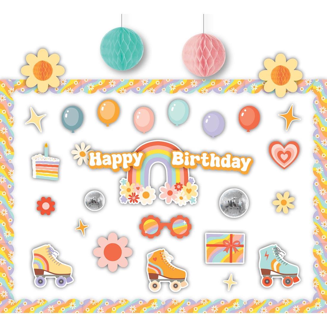 display made with the Roller Disco Happy Birthday Create & Decorate Quick Kit By Teacher Created Resources