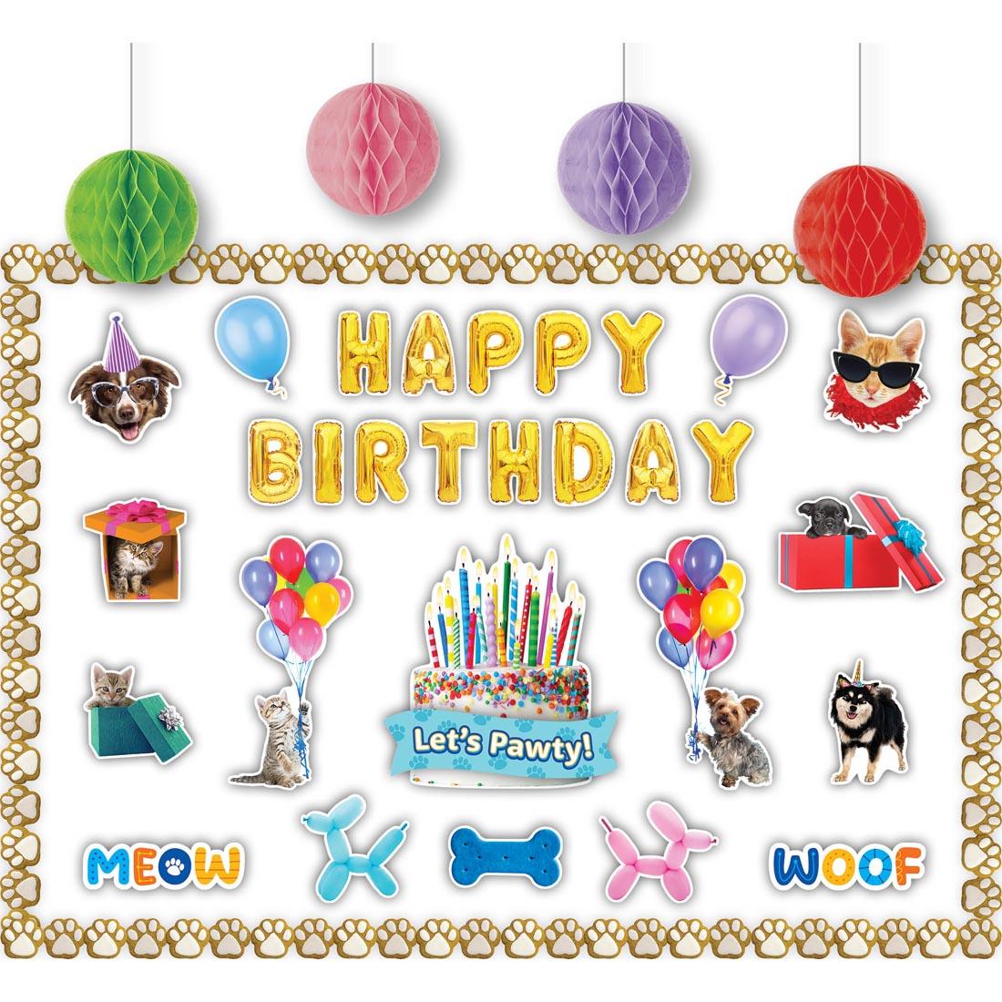 display made with Cats And Dogs Happy Birthday Create & Decorate Quick Kit By Teacher Created Resources