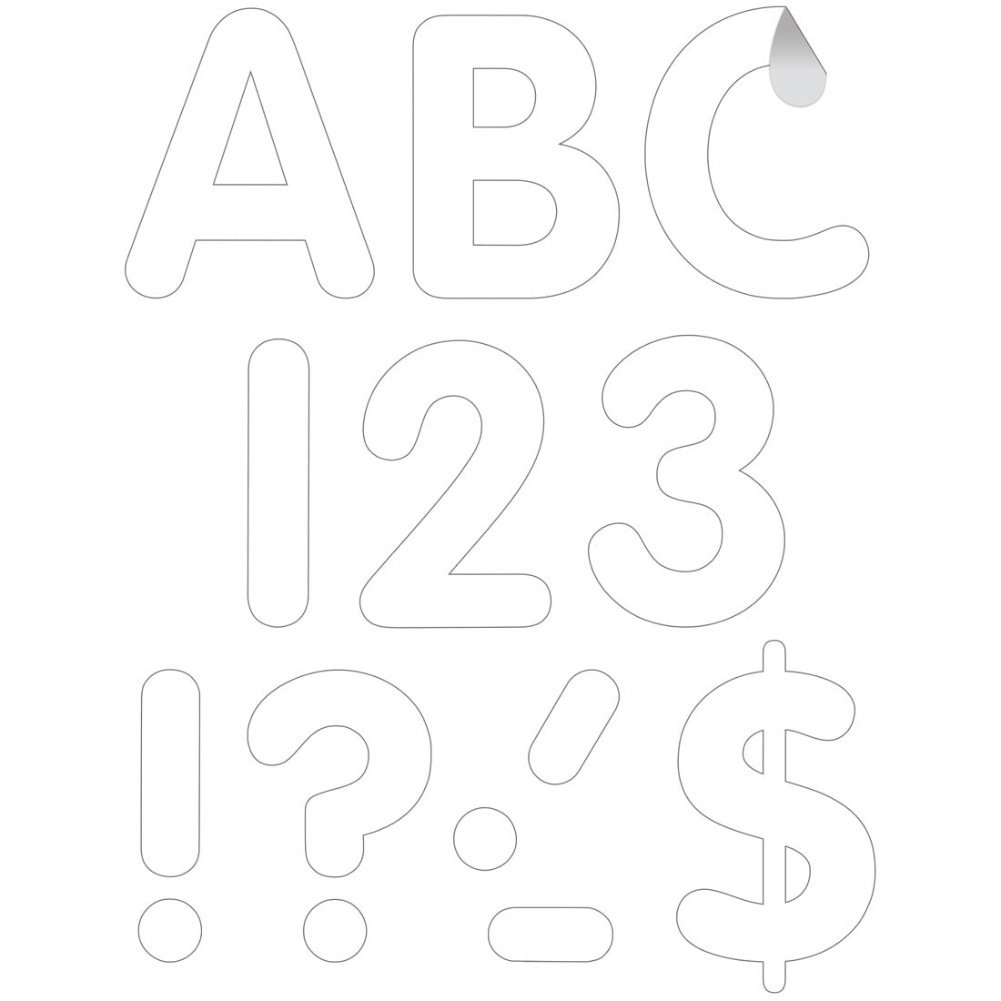 pieces from White Classic 4" Uppercase Self-Adhesive Letters By Teacher Created Resources