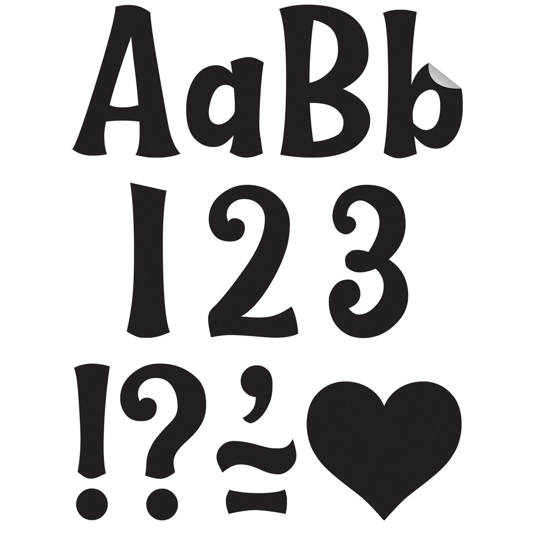 pieces from the Black Wild Whimsey 4" Self-Adhesive Letters Combo Pack By Teacher Created Resources