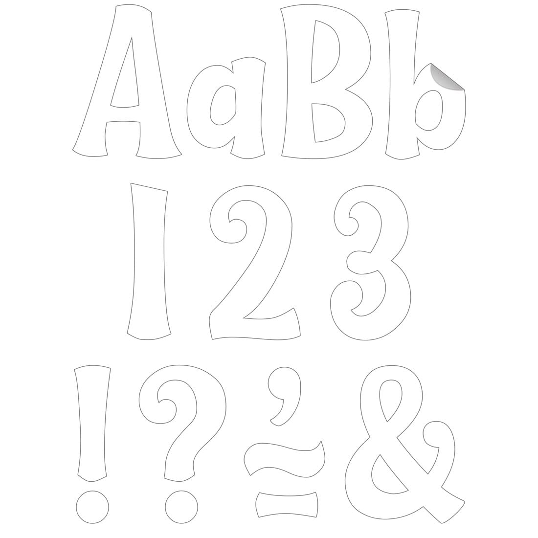 pieces from the White Wild Whimsey 4" Self-Adhesive Letters Combo Pack By Teacher Created Resources