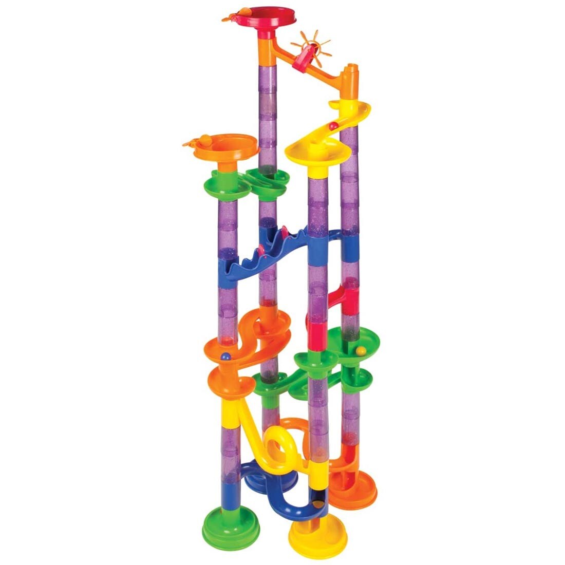 80-Piece Marble Run put together in a tower form