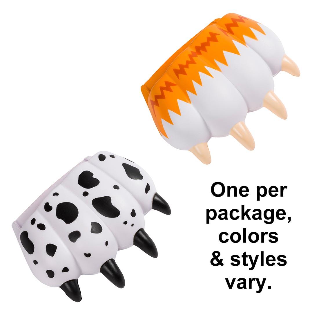 Two different Pet Paws with the text One per package, colors & styles vary.