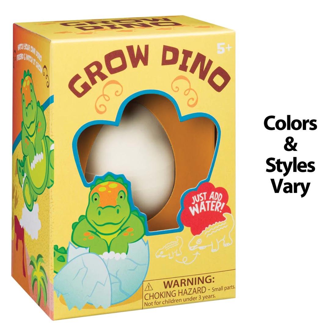 Grow Dino By Toysmith in package with text Colors & Styles Vary