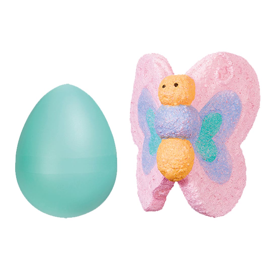 Hatchin' Grow Butterfly By Toysmith egg shown next to the fully hatched butterfly
