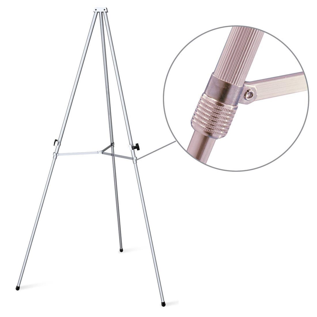 Stanrite Display & Sign Easel with a closeup inset picture of the telescoping leg