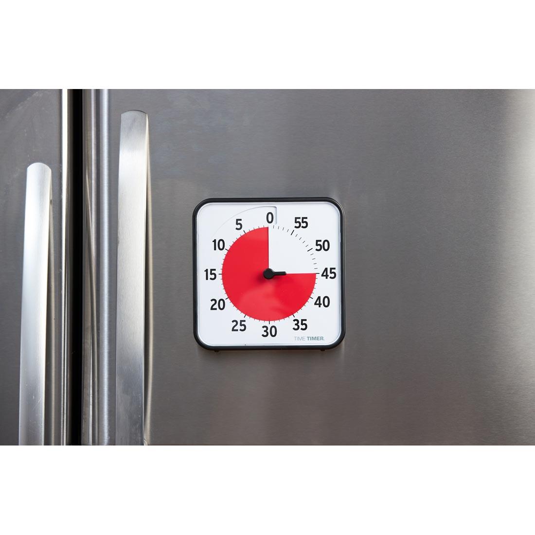 Time Timer 8" Magnetic 60-Minute Timer shown on a refrigerator door