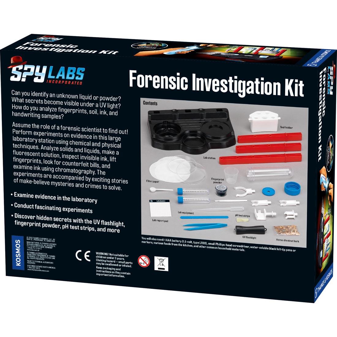 back of box for Spy Labs: Forensic Investigation Kit