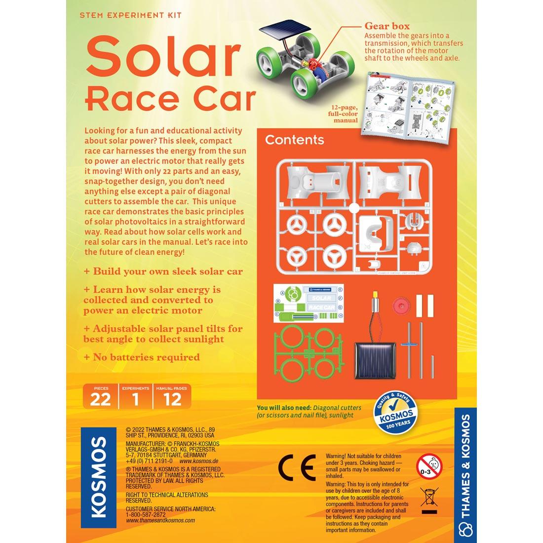 back of box for the Solar Race Car