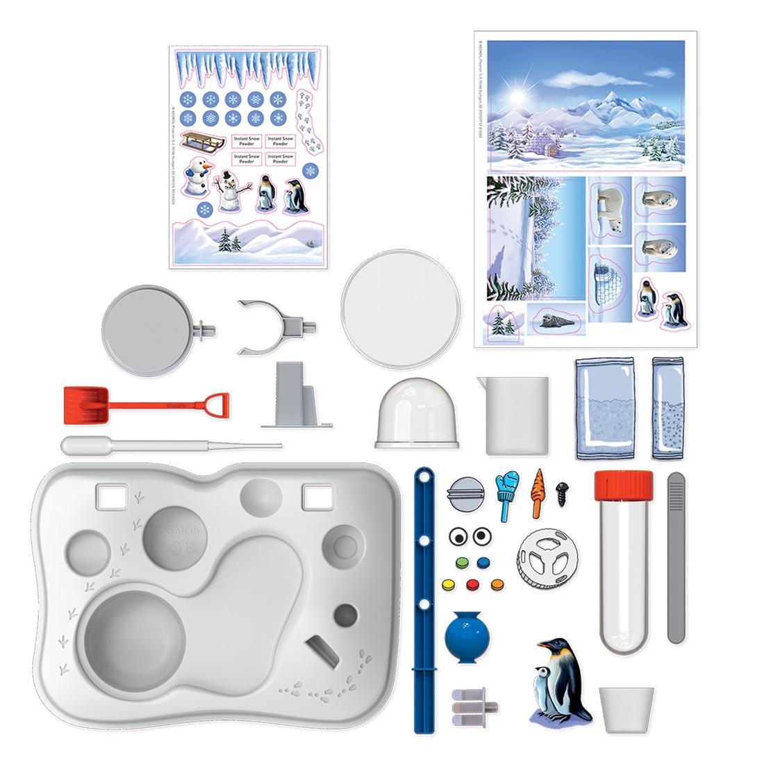 contents of the Ooze Labs Instant Snow Station By Thames & Kosmos