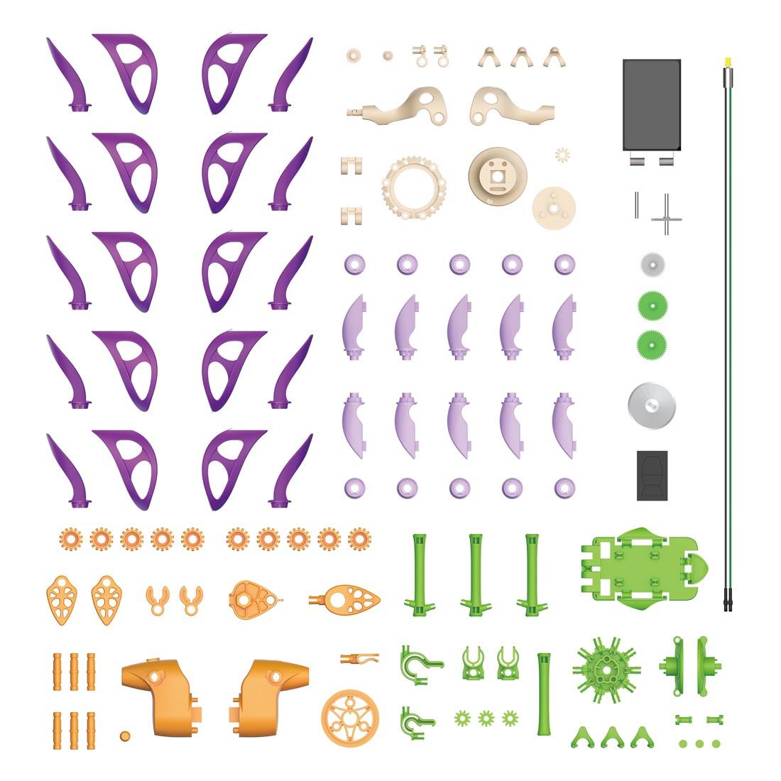 components of the Purple Majestic SolarFlower Science Kit By Thames & Kosmos