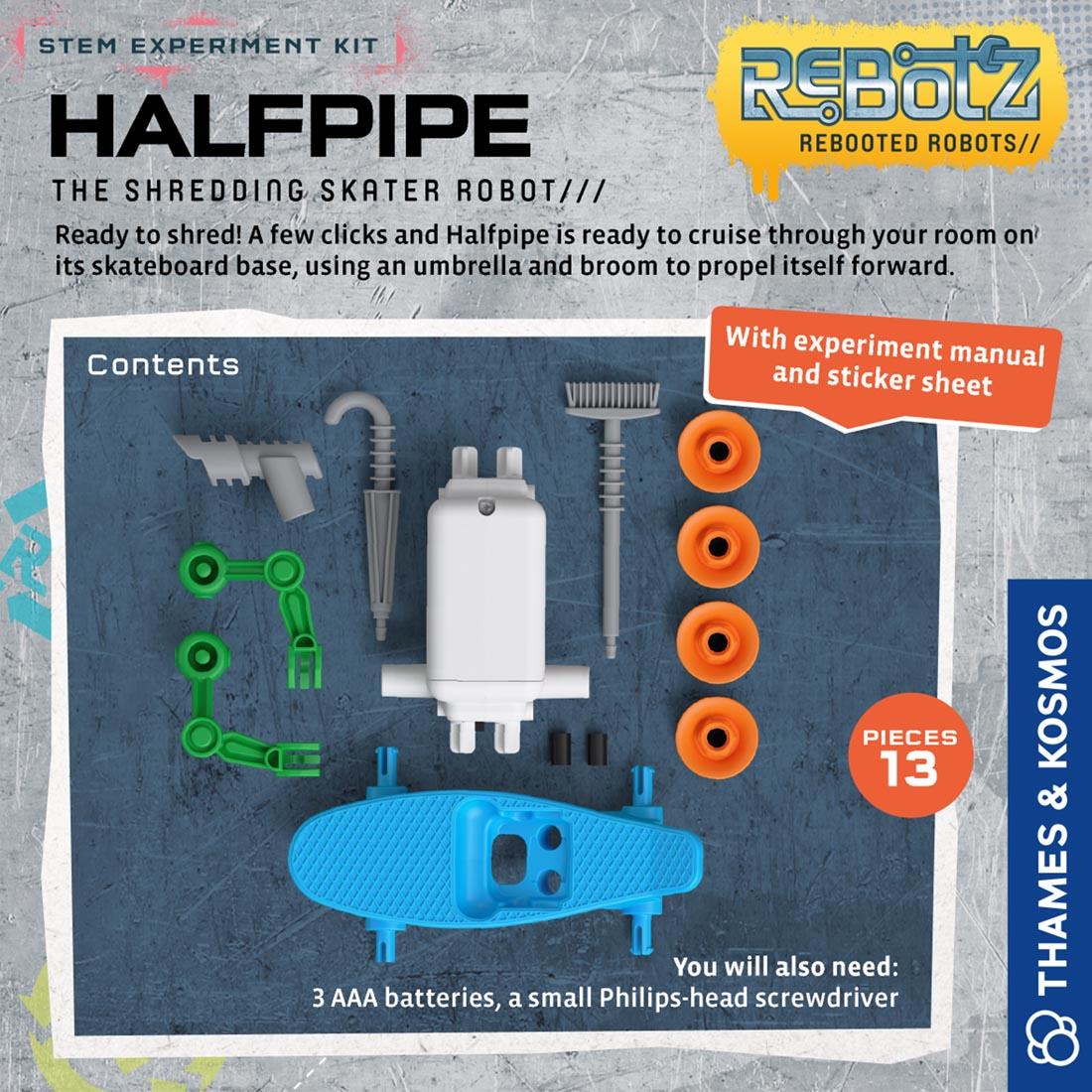 back of package for ReBotz Halfpipe: The Shredding Skater Robot