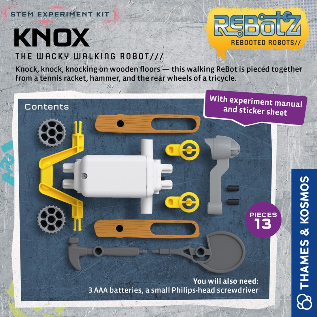 back of package for ReBotz Knox: The Wacky Walking Robot