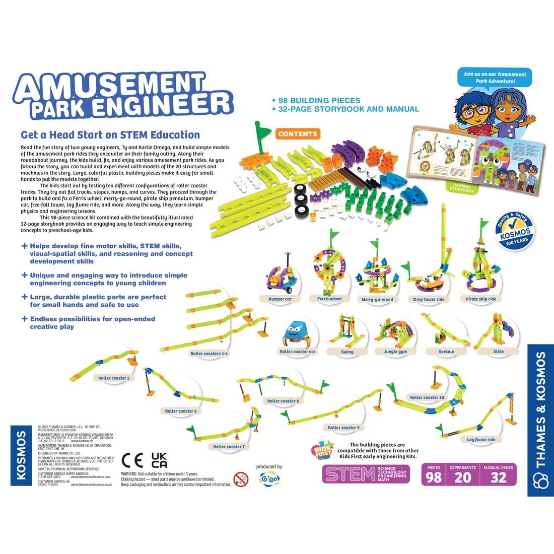 back of package for the Kids First Amusement Park Engineer