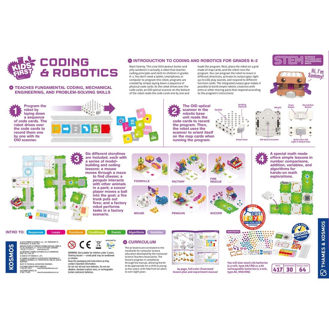 back of package for Kids First Coding & Robotics