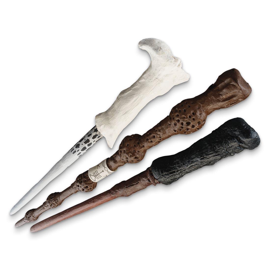 3 Harry Poter inspired wands, created from the Harry Potter: Magic Wands Craft Kit