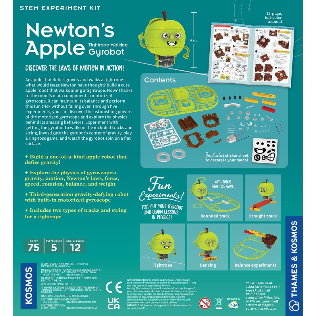 back of package for Newton's Apple: Tightrope-Walking Gyrobot