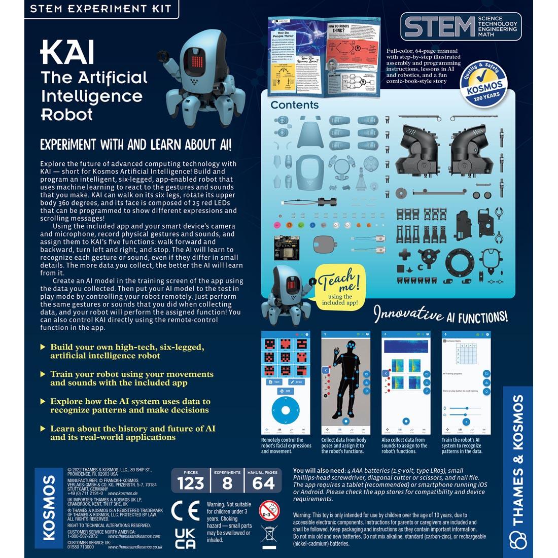 back of package for KAI The Artificial Intelligence Robot