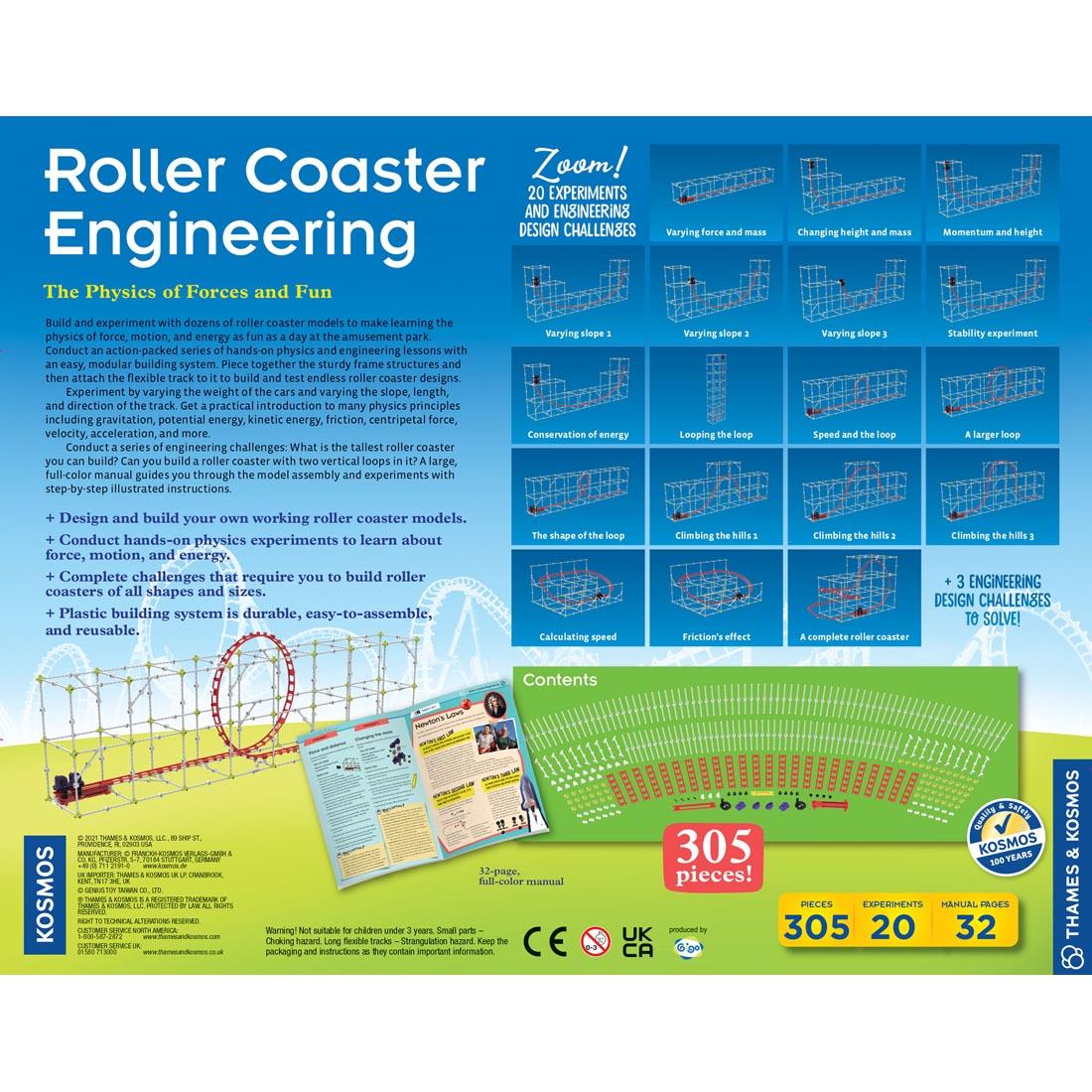 back of package for Roller Coaster Engineering by Thames & Kosmos