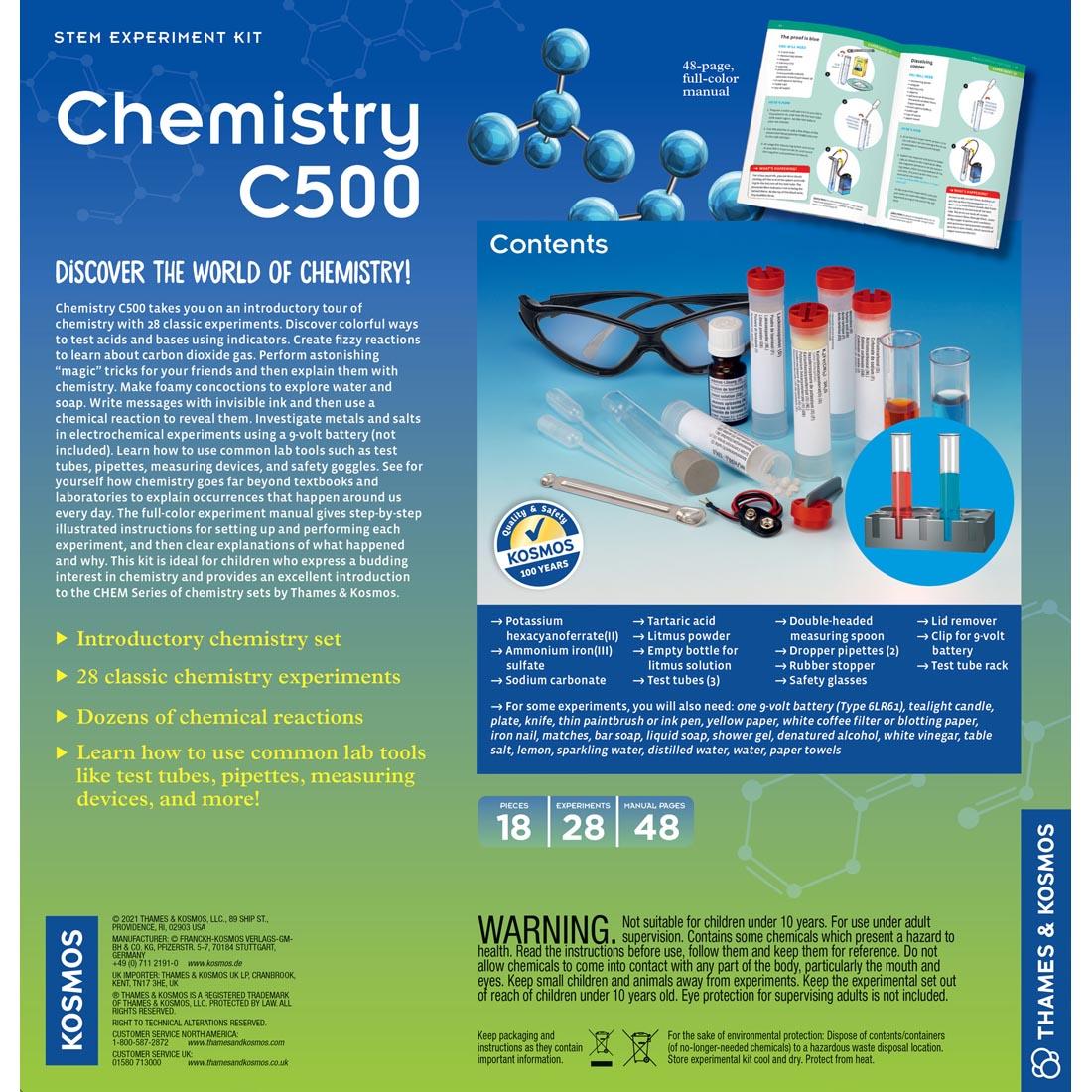 back of package for Chemistry C500 Kit