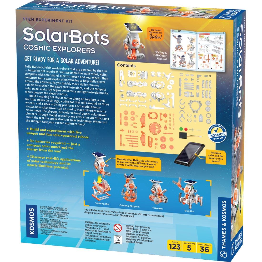 back of package for SolarBots Cosmic Explorers Set