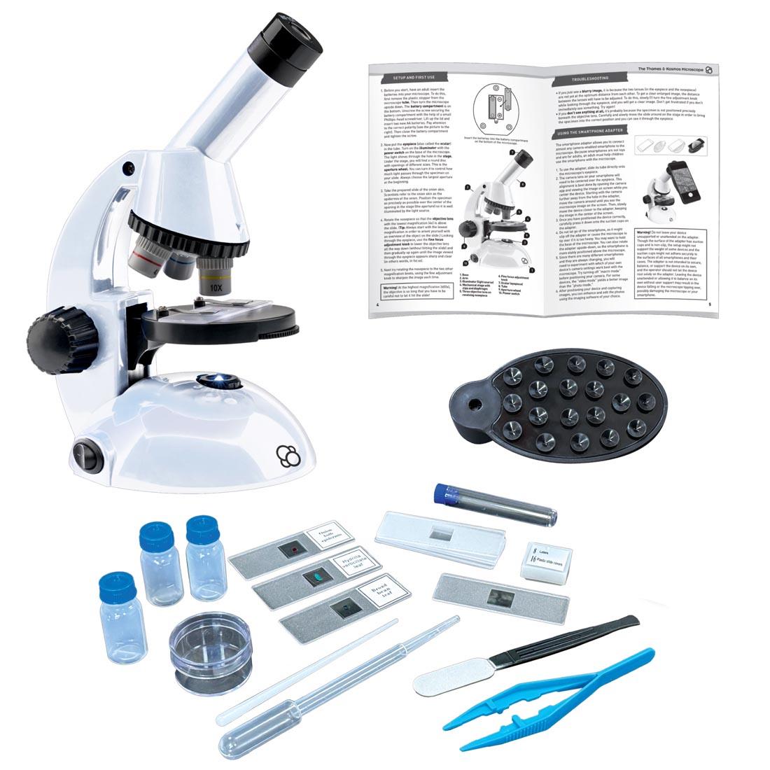 components of the Microscope With Smartphone Adapter