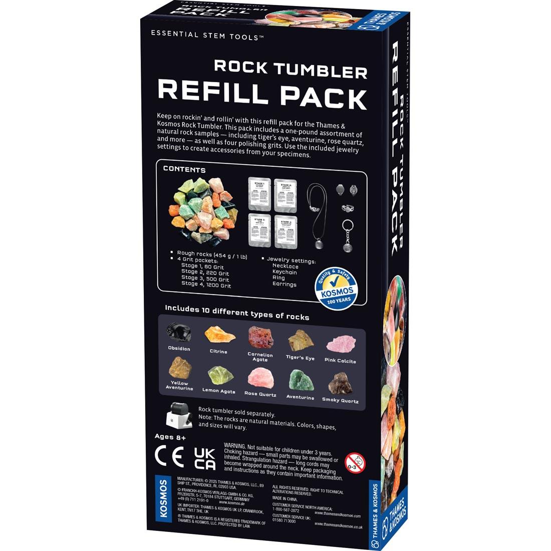 back of package of the Rock Tumbler Refill Pack by Thames & Kosmos