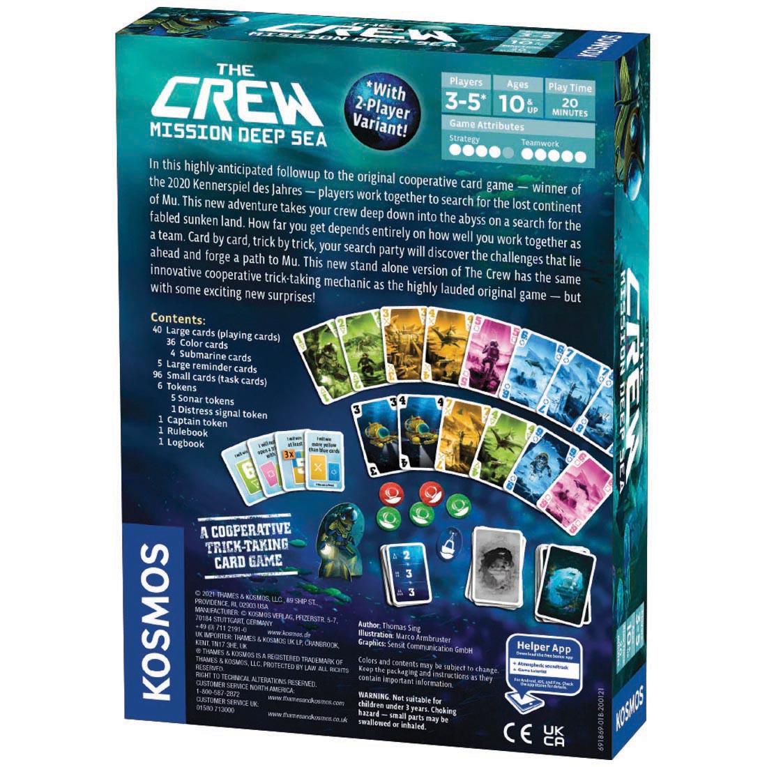 back of package for The Crew: Mission Deep Sea Cooperative Game By Kosmos