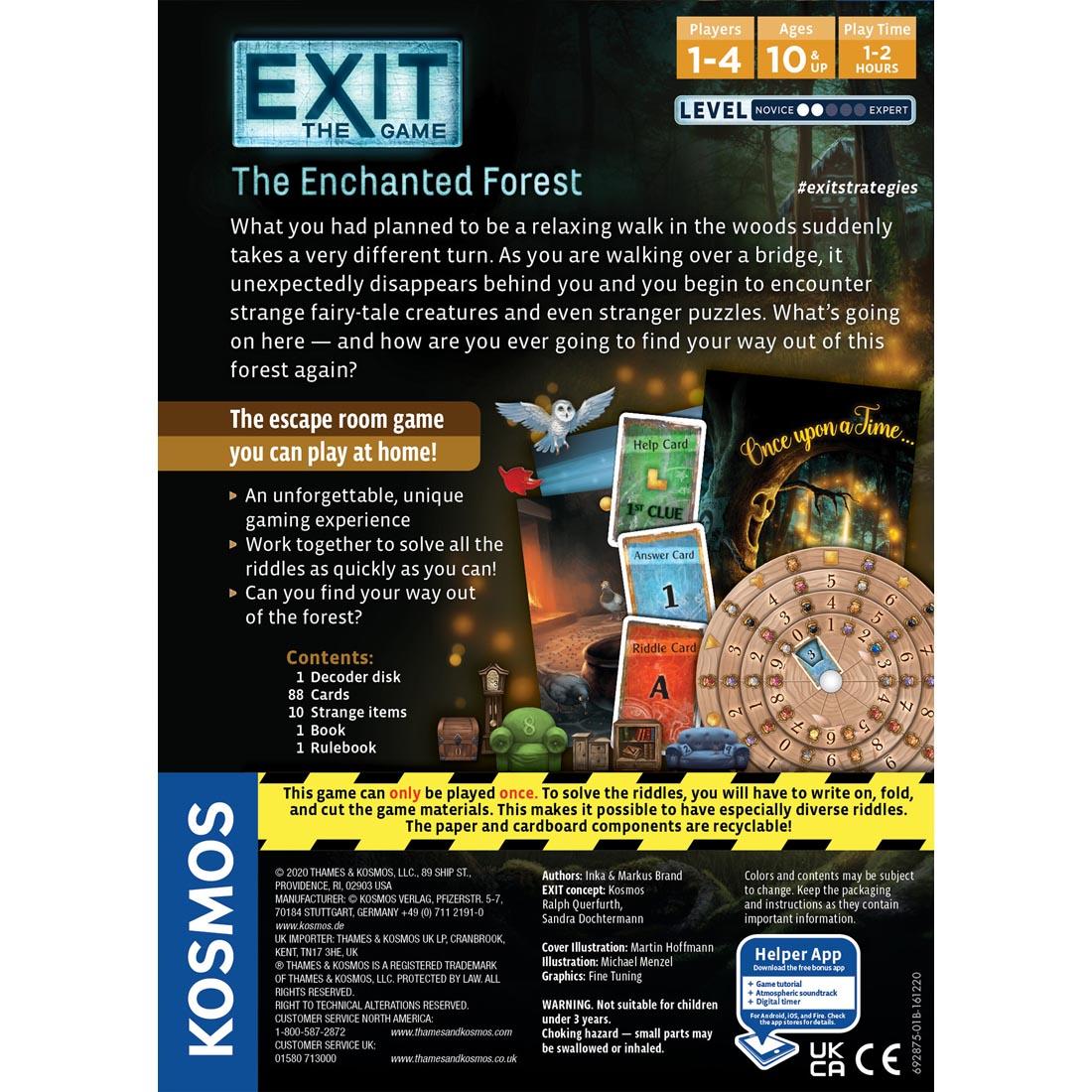 back of box for EXIT The Game: The Enchanted Forest