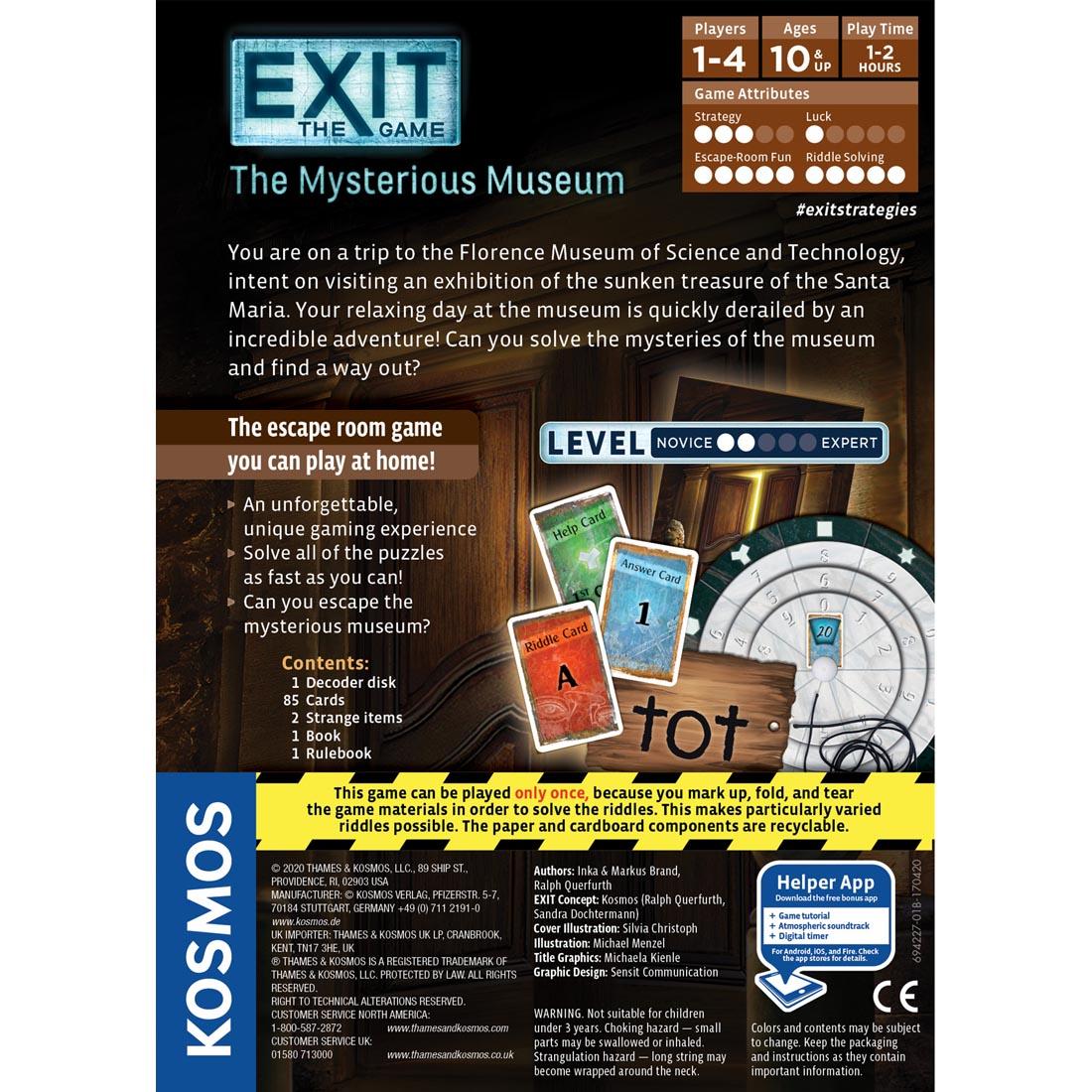 back of box for EXIT The Game: The Mysterious Museum