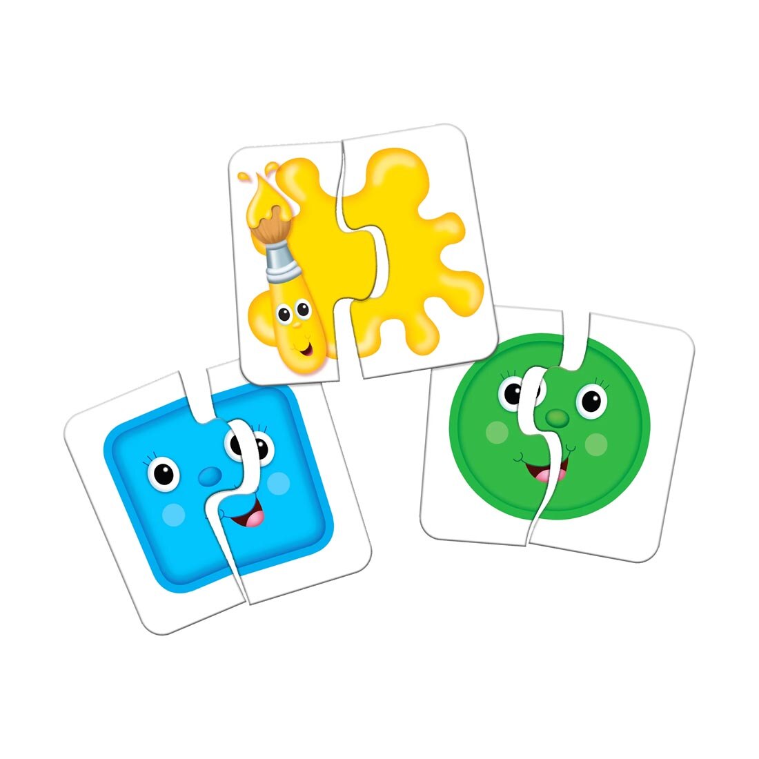three sets of puzzle cards from the My First Match It! Game: Colors and Shapes By The Learning Journey