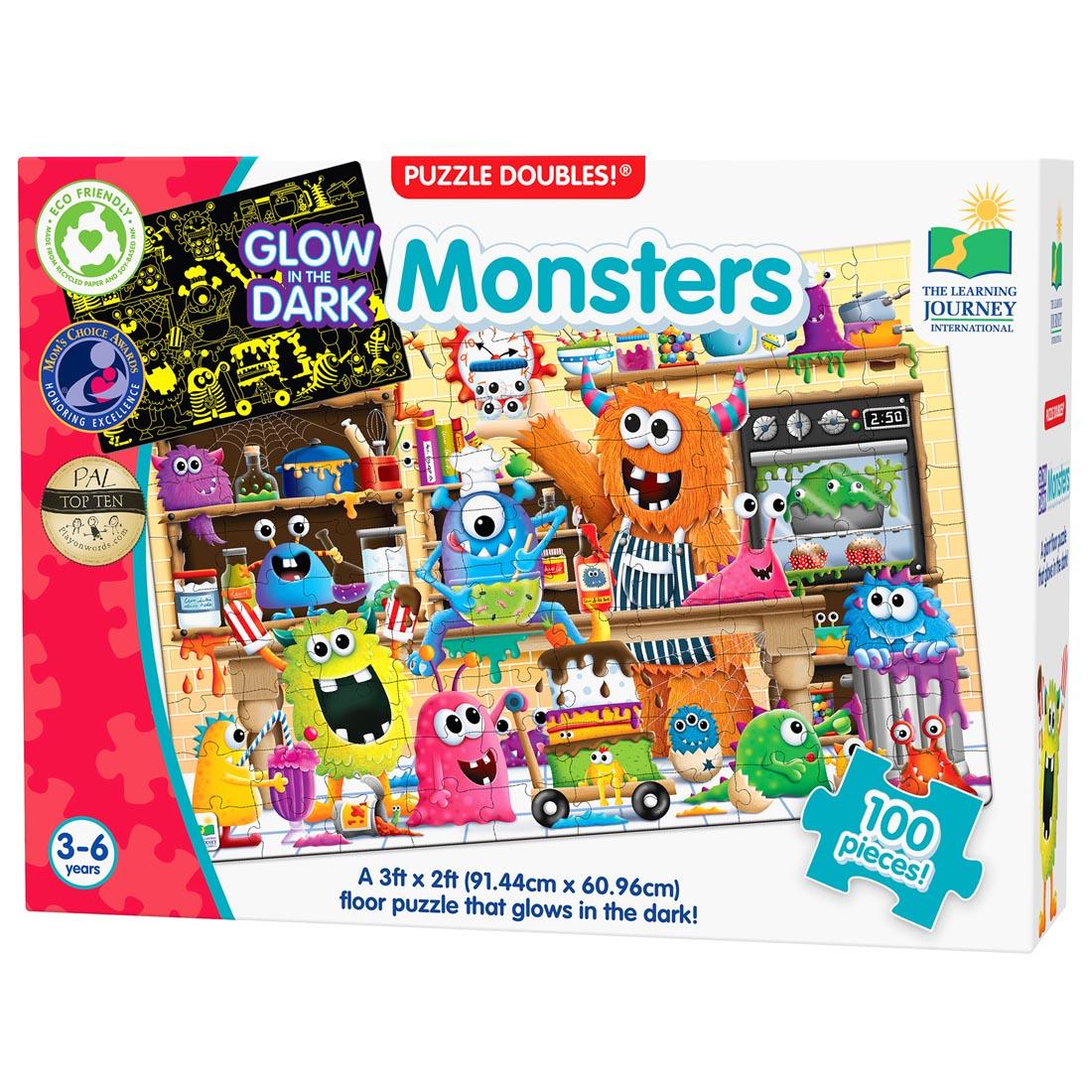 front of box of Puzzle Doubles! Glow In The Dark! Monsters By The Learning Journey