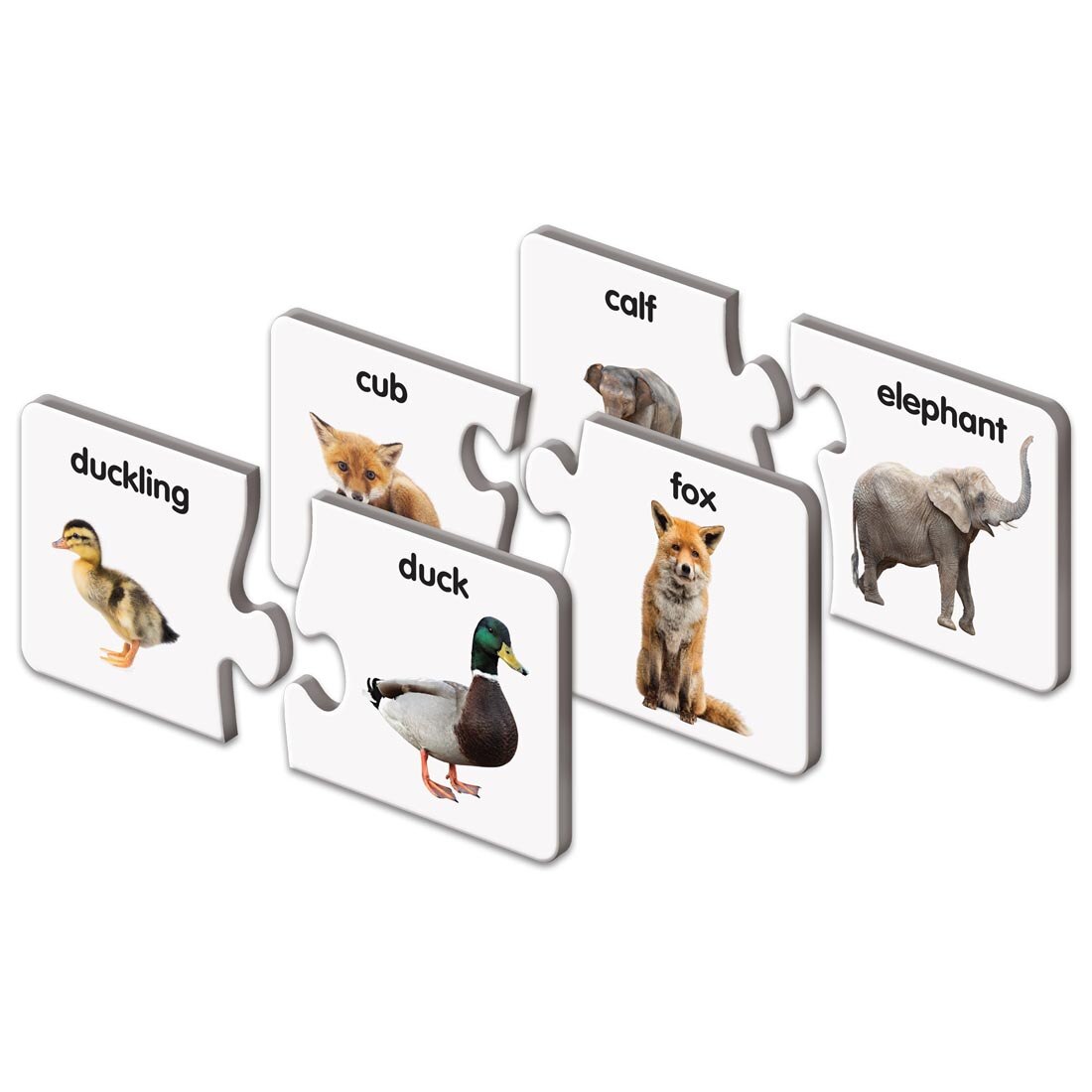 Three different puzzles from the Match It! Animal Families by The Learning Journey