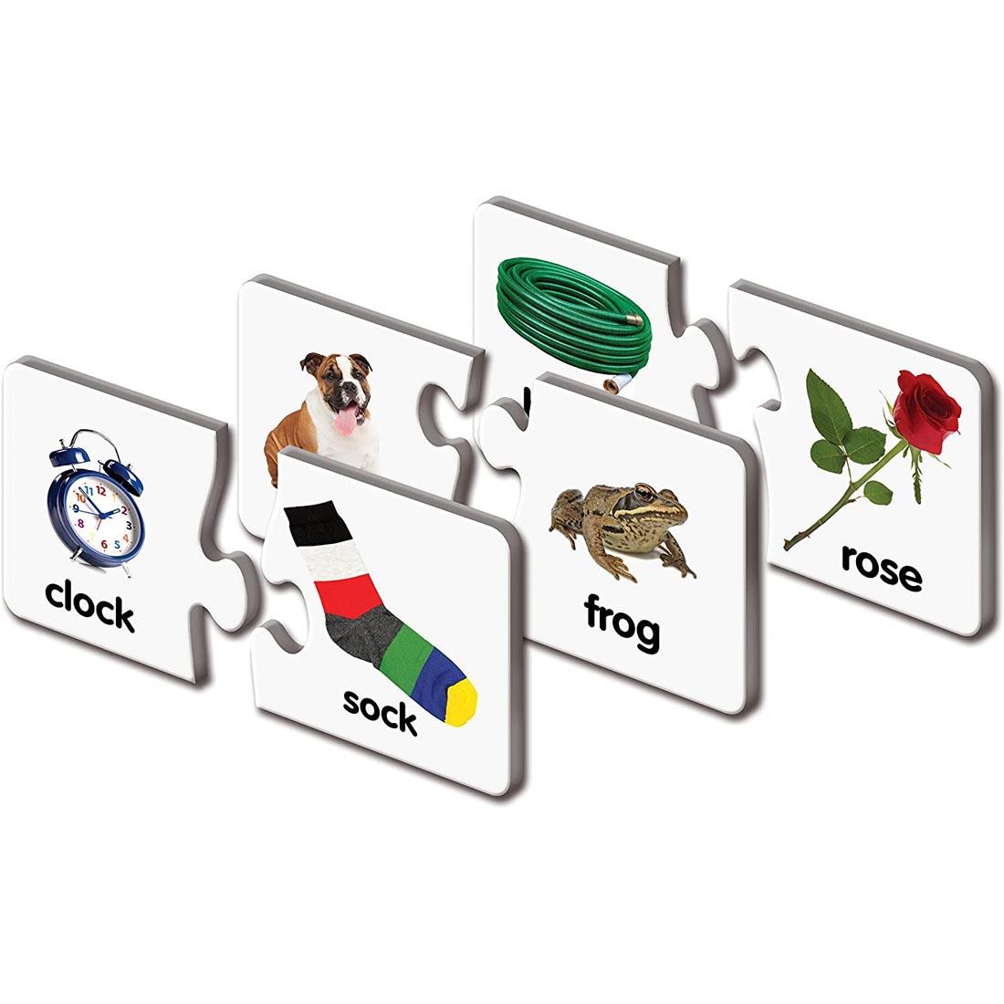 Three different puzzles from the Rhyme Match It! By The Learning Journey