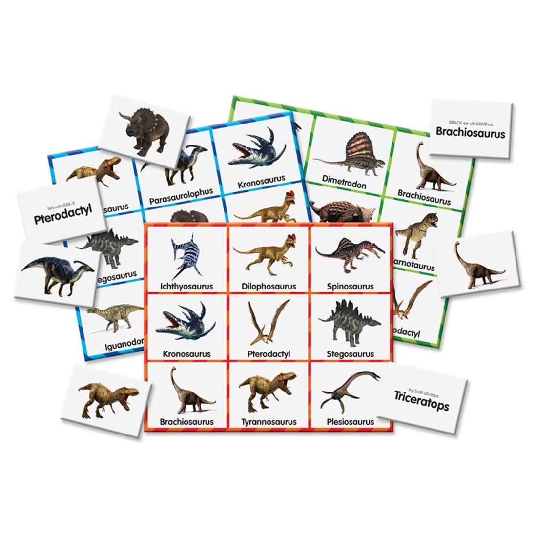 Cards and pieces from the Match It! Dinosaur Bingo by The Learning Journey