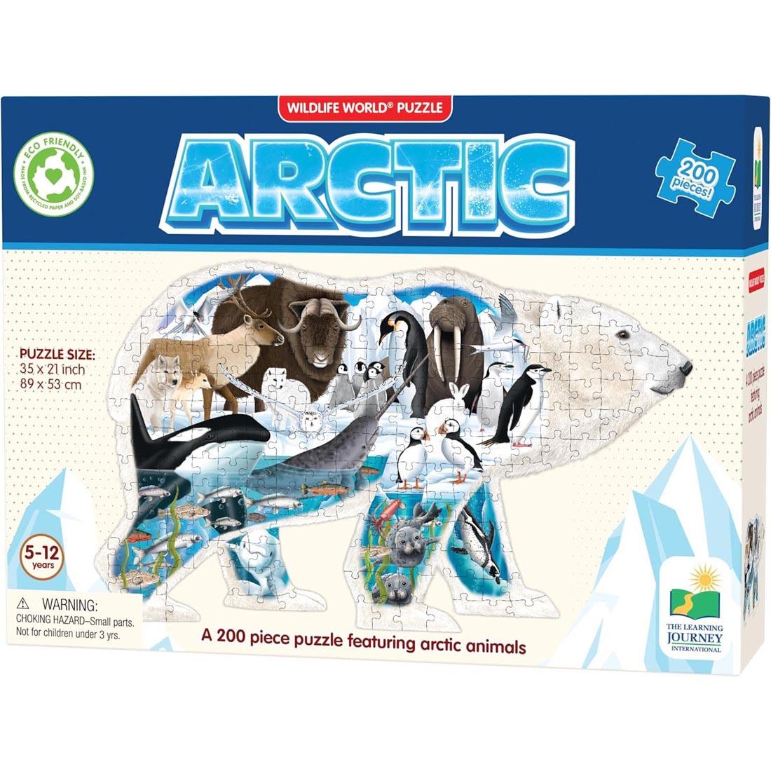front of box for Wildlife World Arctic 200-Piece Puzzle By The Learning Journey