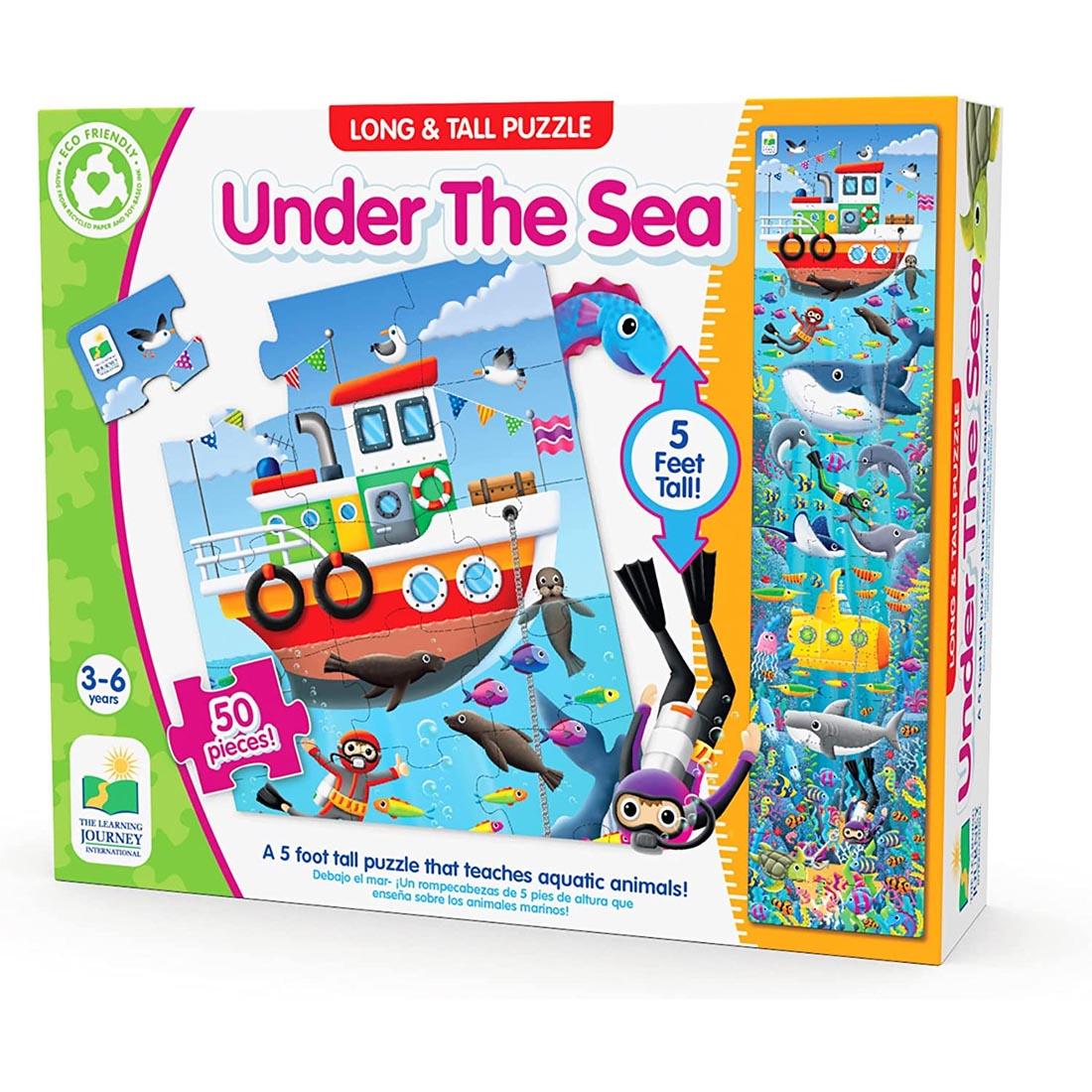 Front of box of Long & Tall Under The Sea Puzzle By The Learning Journey