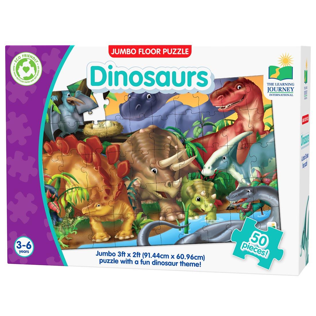 front of box of Dinosaurs Jumbo Floor Puzzle By The Learning Journey