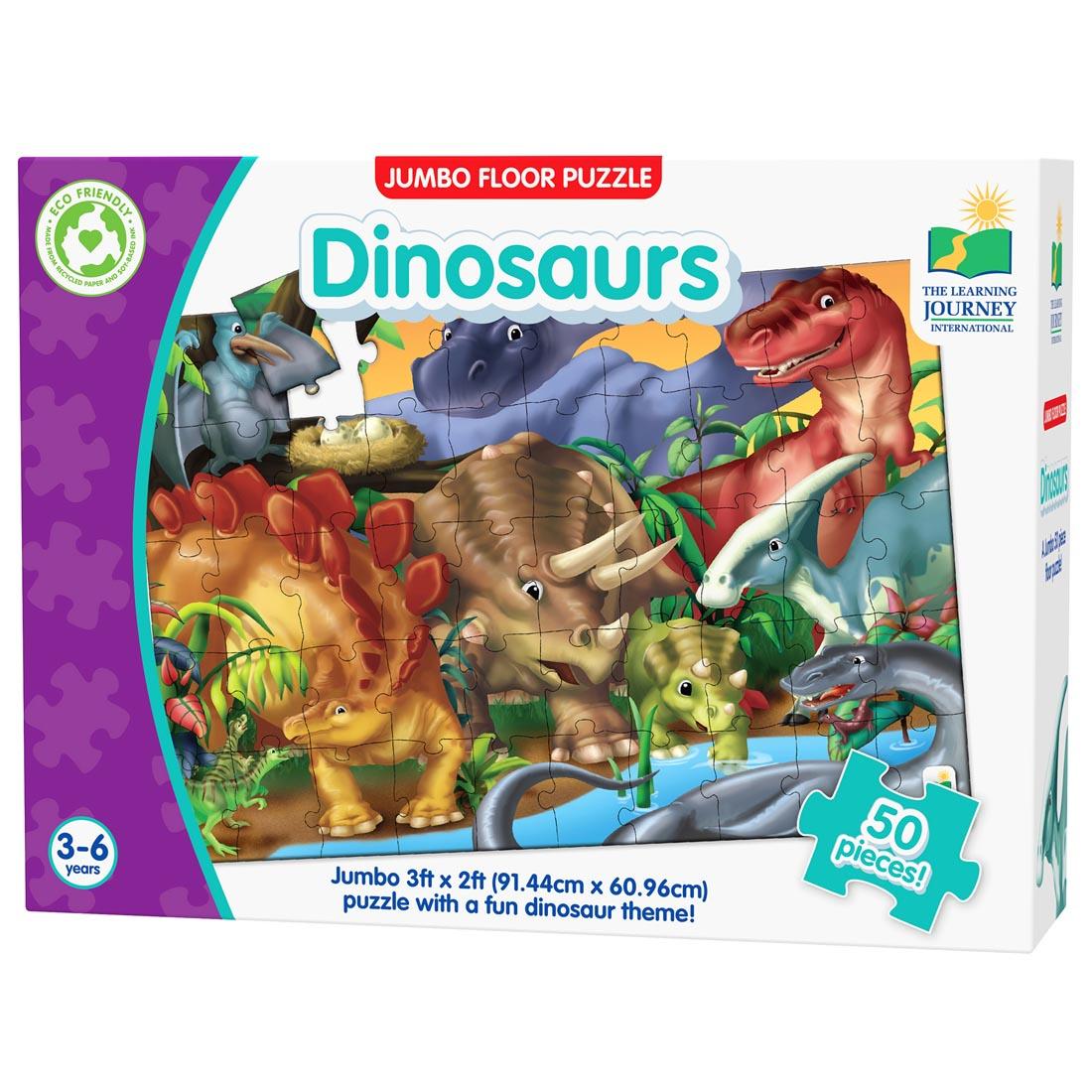 front of box of Dinosaurs Jumbo Floor Puzzle By The Learning Journey