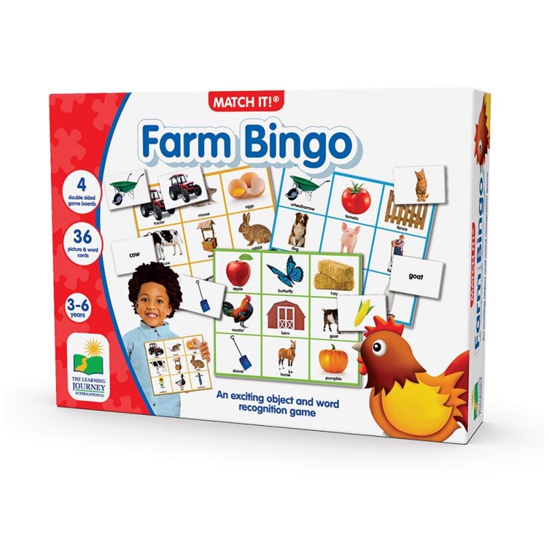 Front of box of Match It! Farm Bingo by The Learning Journey