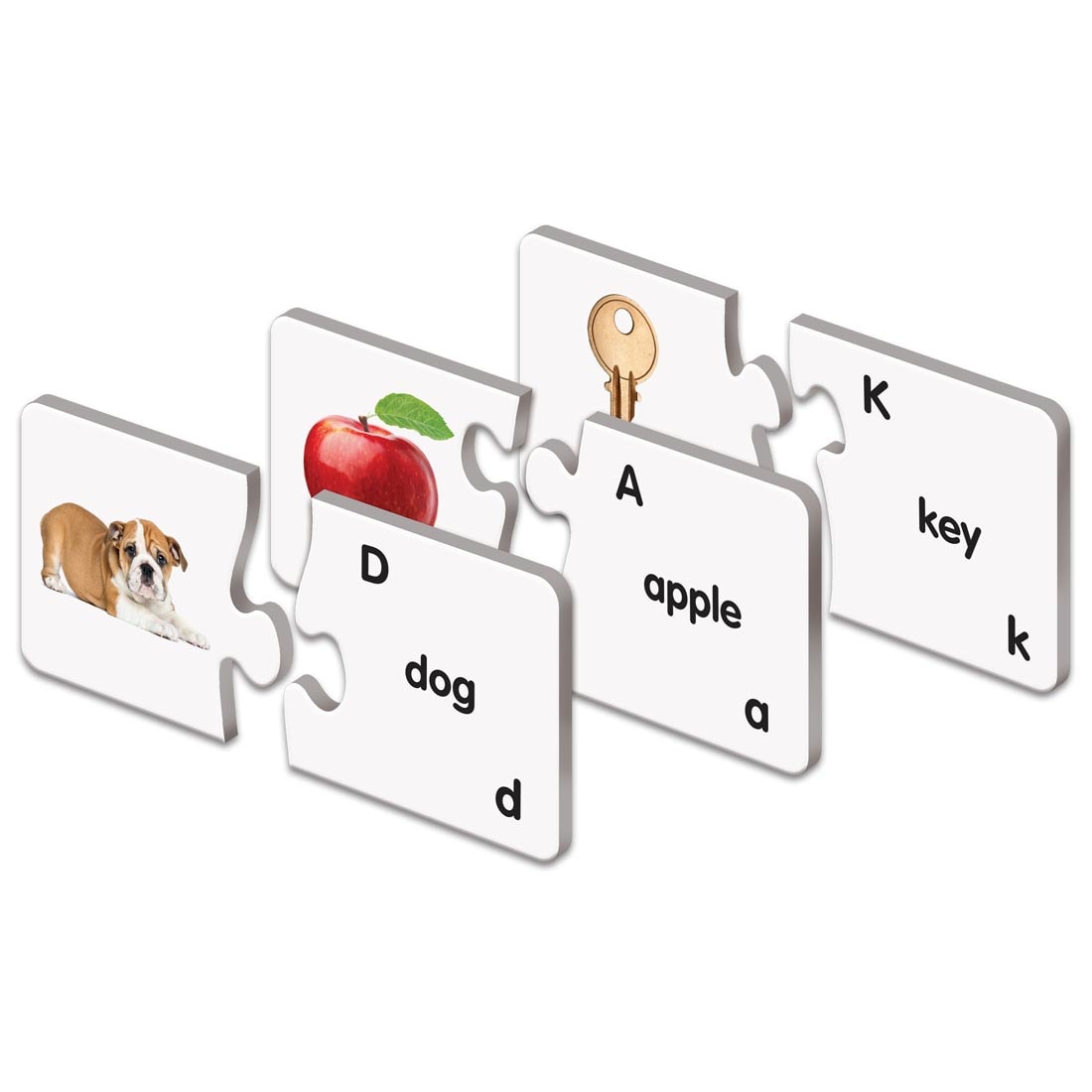 Three different puzzles from the Match It! ABCs by The Learning Journey